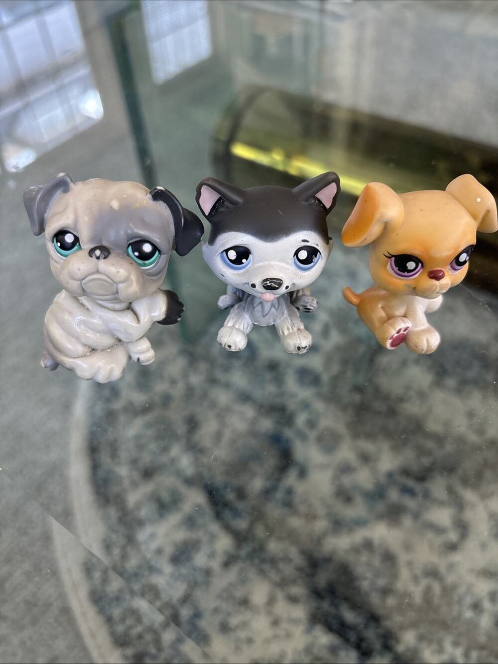 Hasbro Littlest Pet Shop Bulldog #446 ,Husky #210, Boxer #451